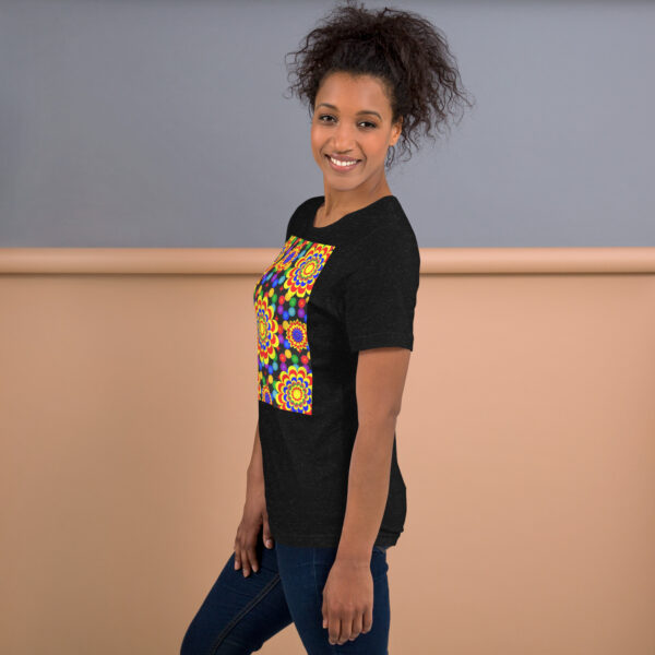 *Original Art Yellow, Red, and Blue Ball and Flowers Pattern Design on Unisex T-Shirts* - Image 7